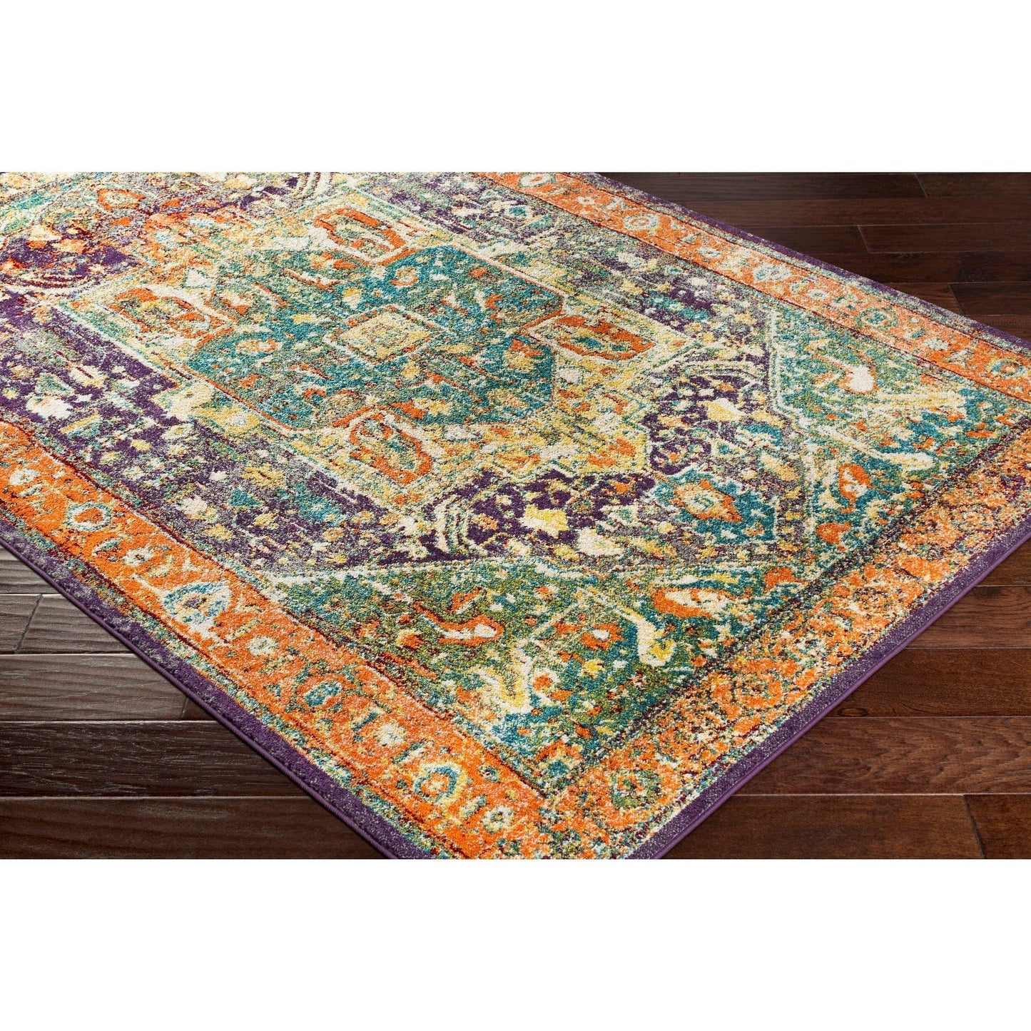 Traditional Green & Orange Multi Area Rug