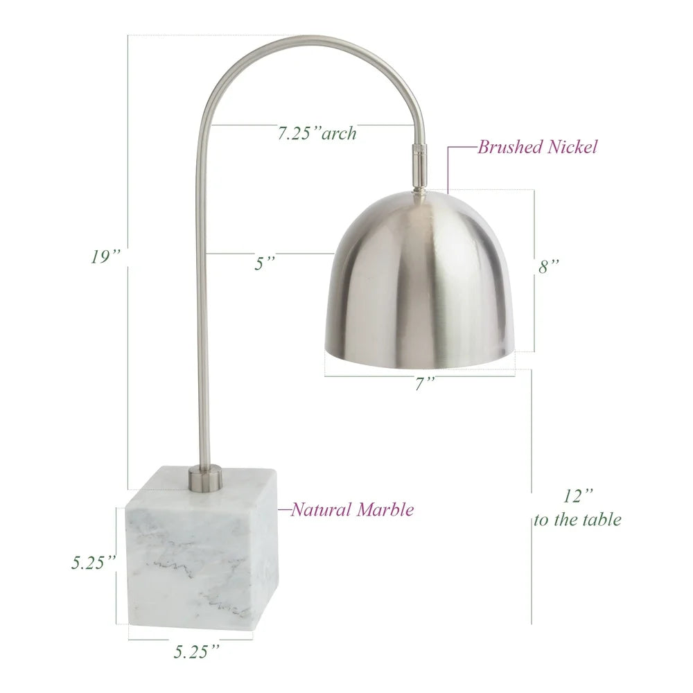 Brushed Brass Tate Table Lamp with Natural Marble