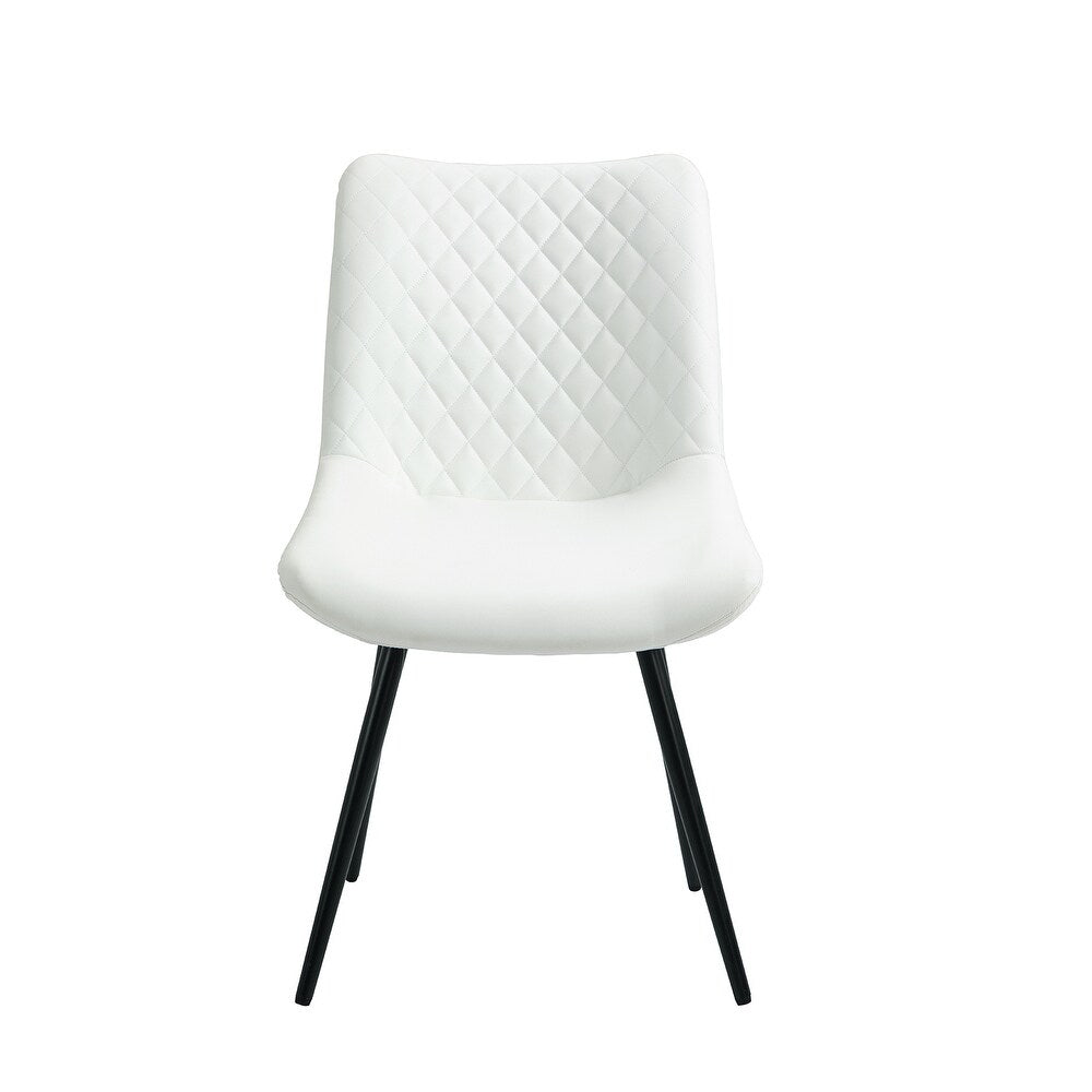 CTEX Square Grid Modern PU Artificial Leather Dining Chairs, Decorative Soft Mat Side Chair for Dining Living Room