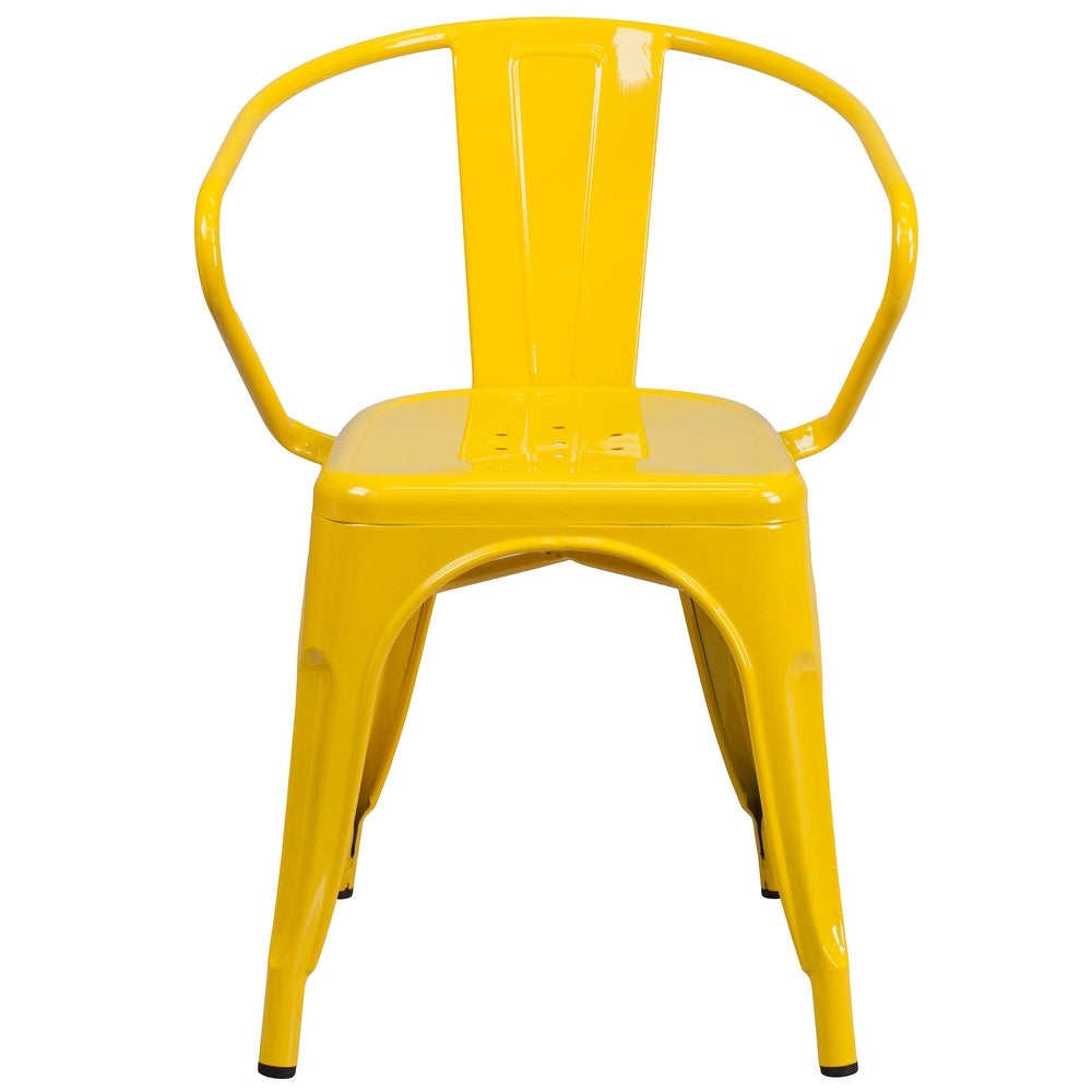 Metal Indoor-Outdoor Chair with Arms - 21.5"W x 19"D x 27.75"H
