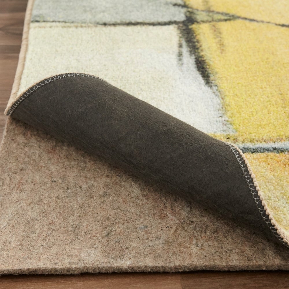 Home Painted Geo Area Rug - Grey/Yellow