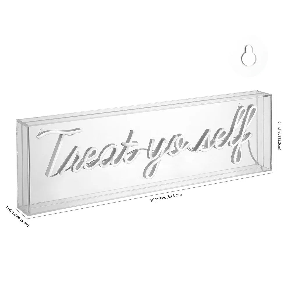 Charles Yo Self 20" Contemporary Glam Acrylic Box USB Operated LED Neon Light, Yellow - 1 Bulb