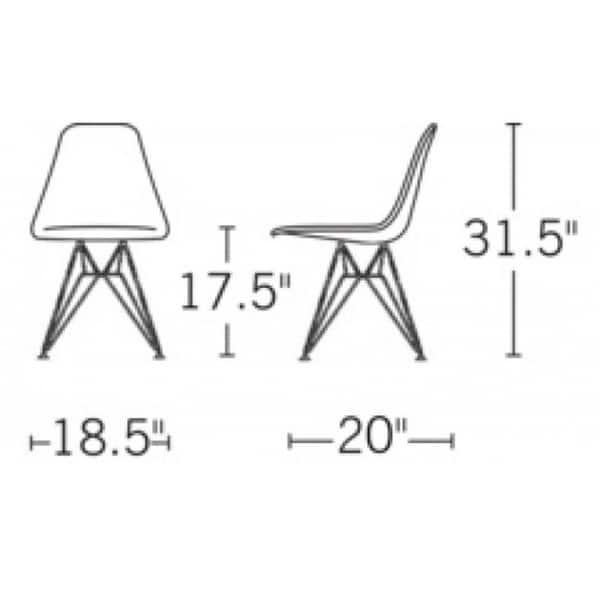 Contemporary Retro Molded Style Black Accent Plastic Dining Shell Chair with Steel Eiffel Legs (Set of 2)