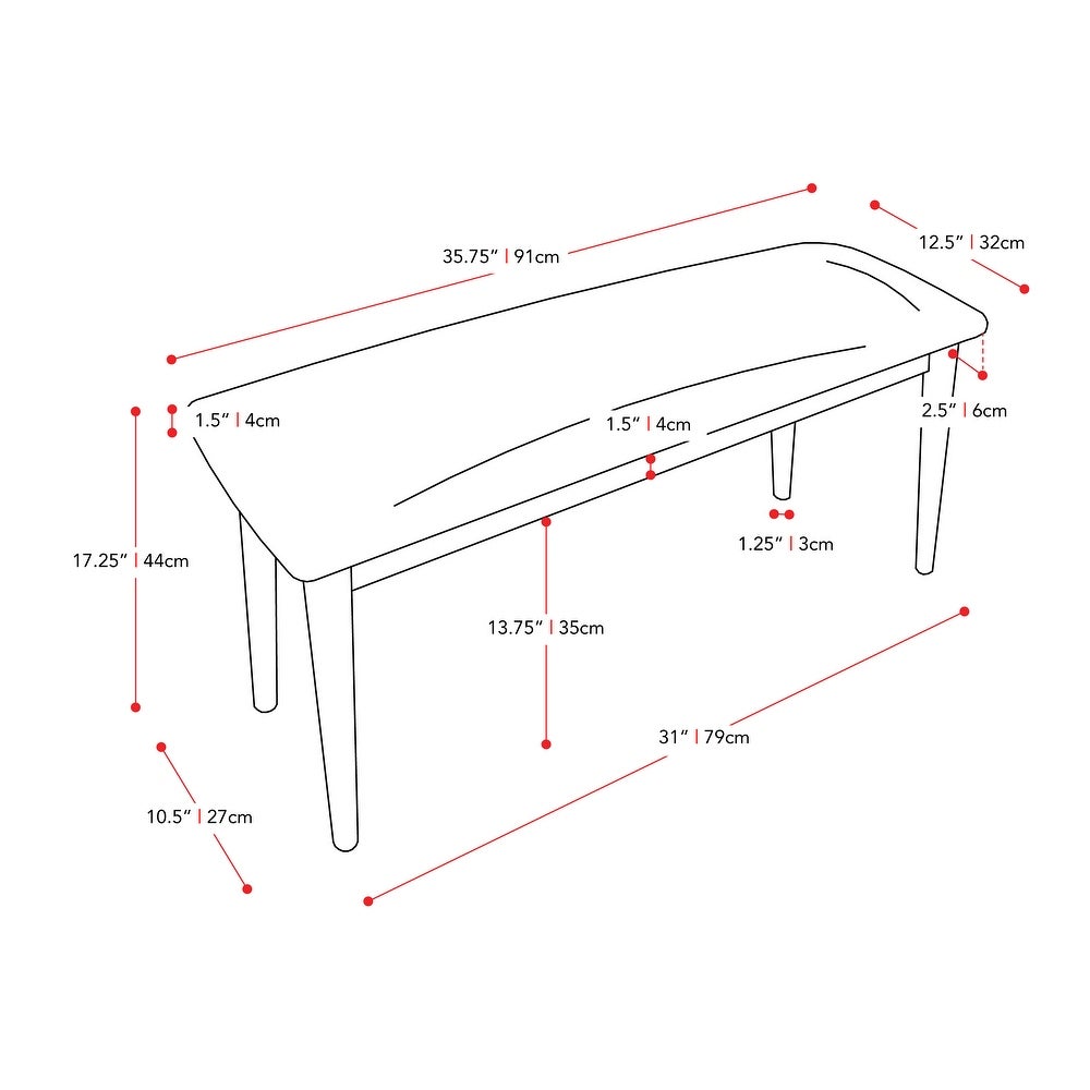 CorLiving Branson Dining Bench with Brown Tweed Cushion