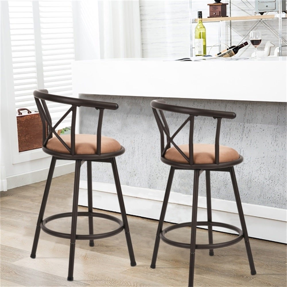 Bar Stools Set of 2, Swivel Barstools with Back for Kitchen, Dining Room, Home Bar - N/A