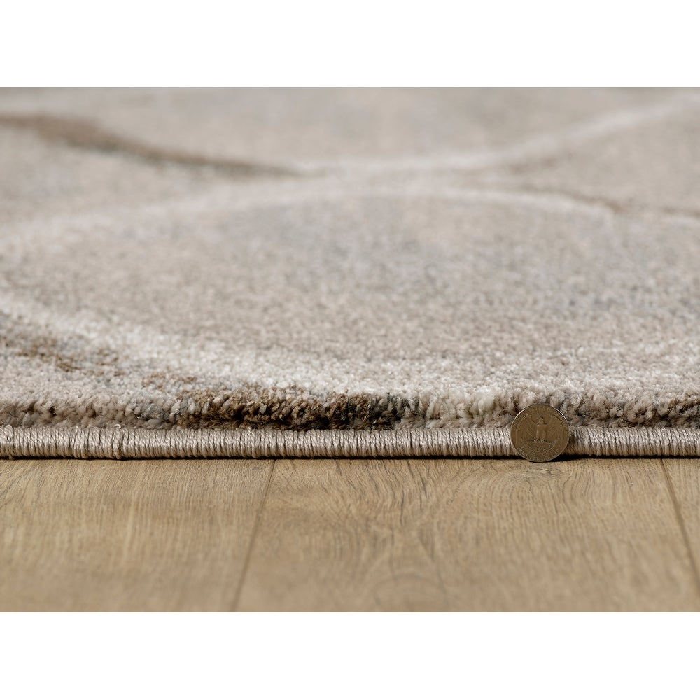 Transitional Charcoal Wave or Brick Soft Area Rug