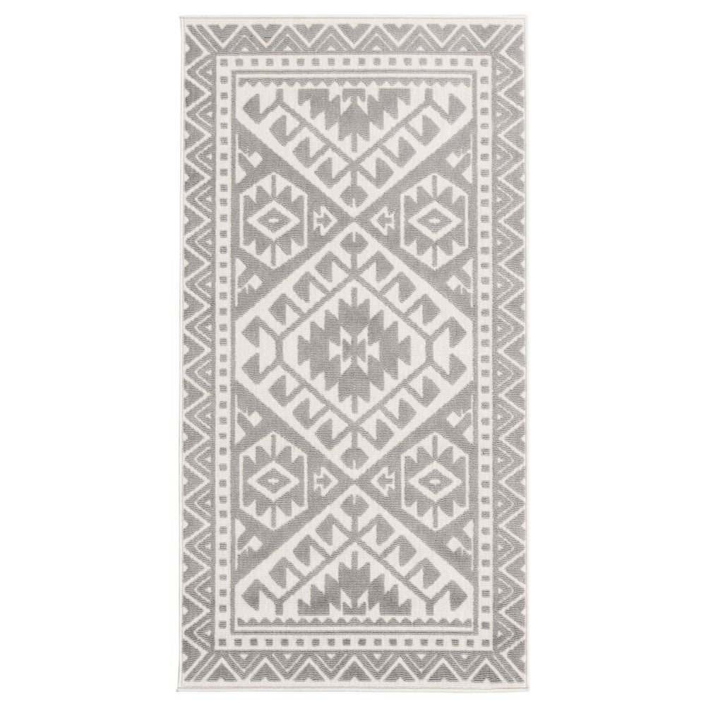 Southwestern Light Grey Indoor/ Outdoor Soft Rug