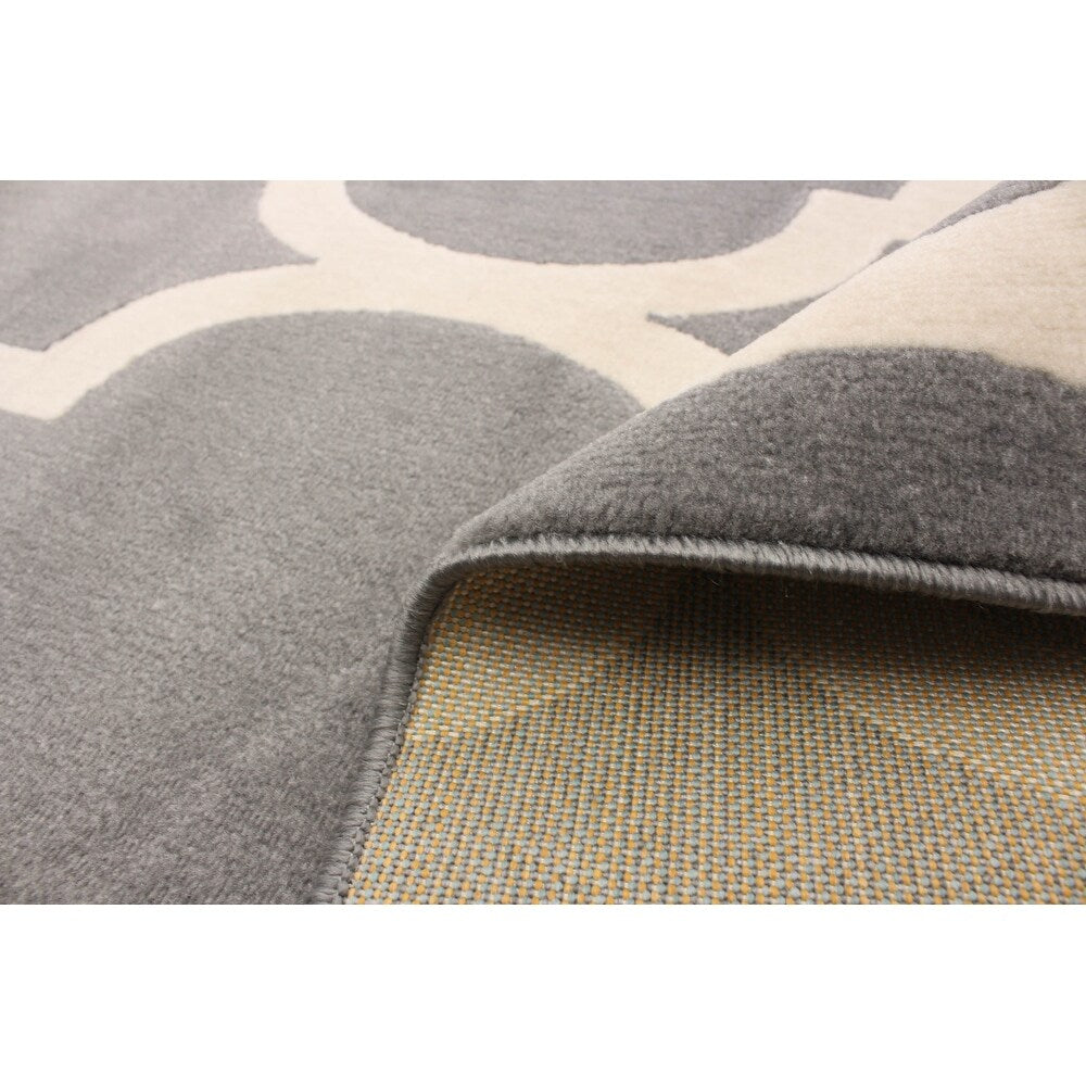 Aqua Grey Trellis Contemporary Soft Area Rug
