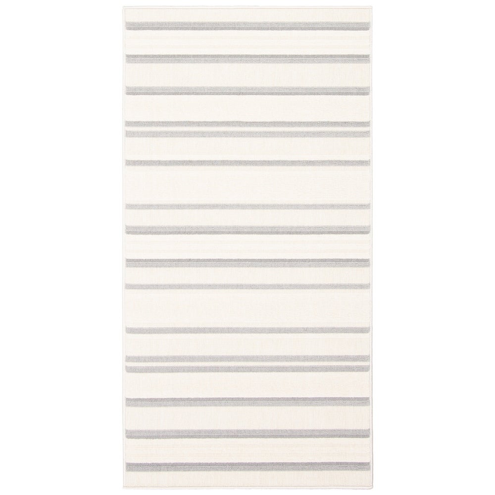 Indoor/ Outdoor Ivory Blue Nsvy Stripes Soft Rug
