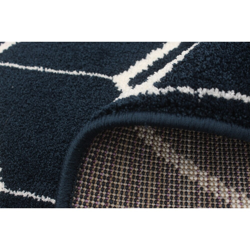 Geometric Navy Blue Modern Contemporary Soft Rug