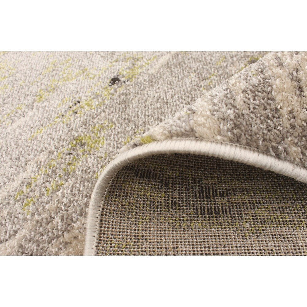 Abstract Ivory Green Casual Soft Rug