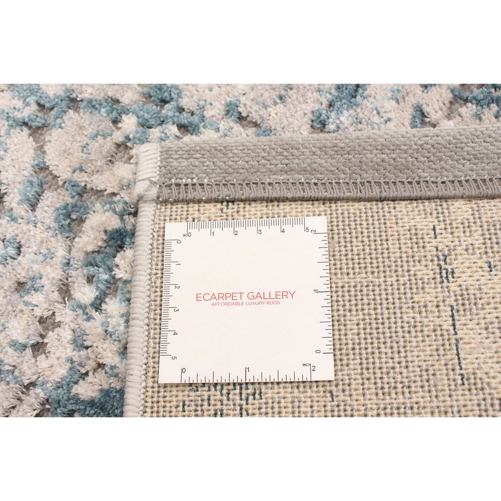 Celia Patterned Grey Blue Soft Rug