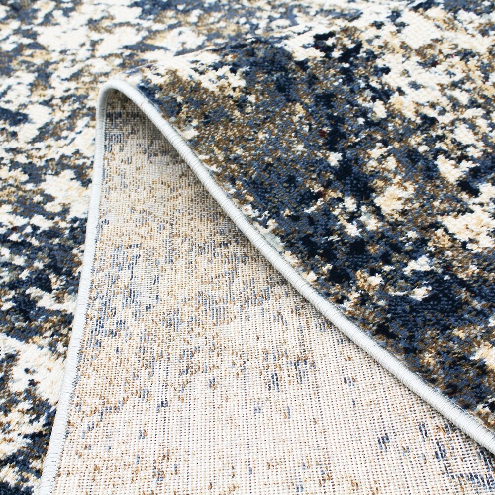 Dark Navy Ivory Eclipse Casual Soft Rug