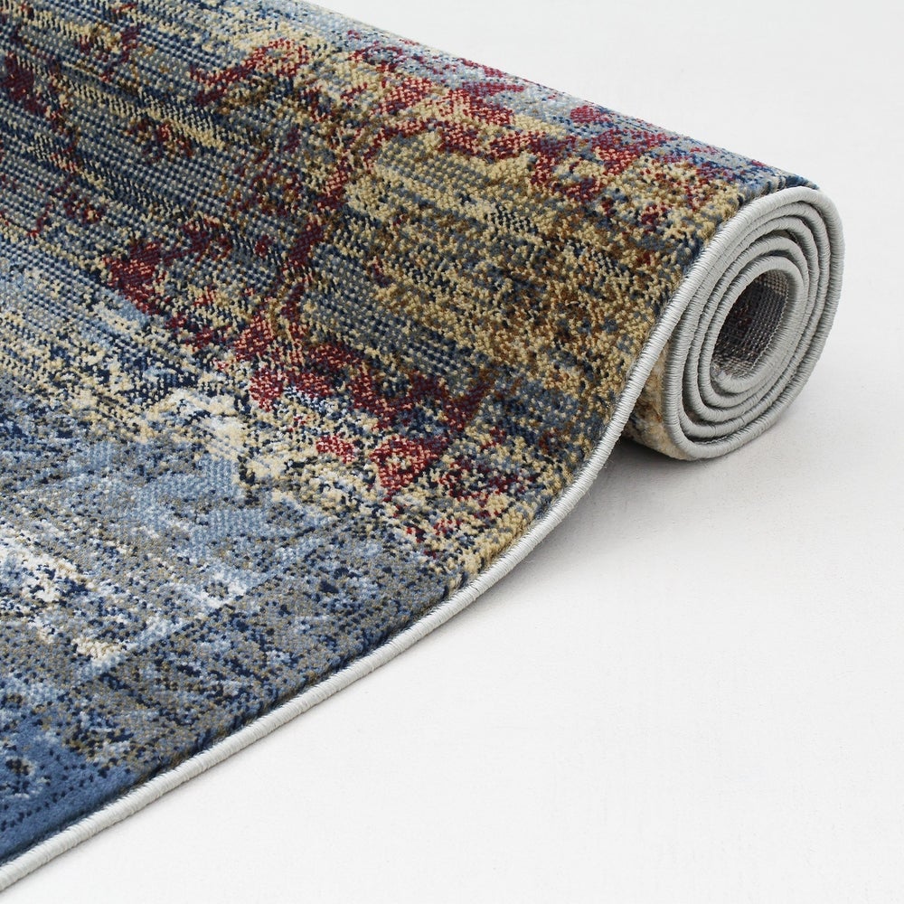 Navy Tan Evoke Casual Soft Rug