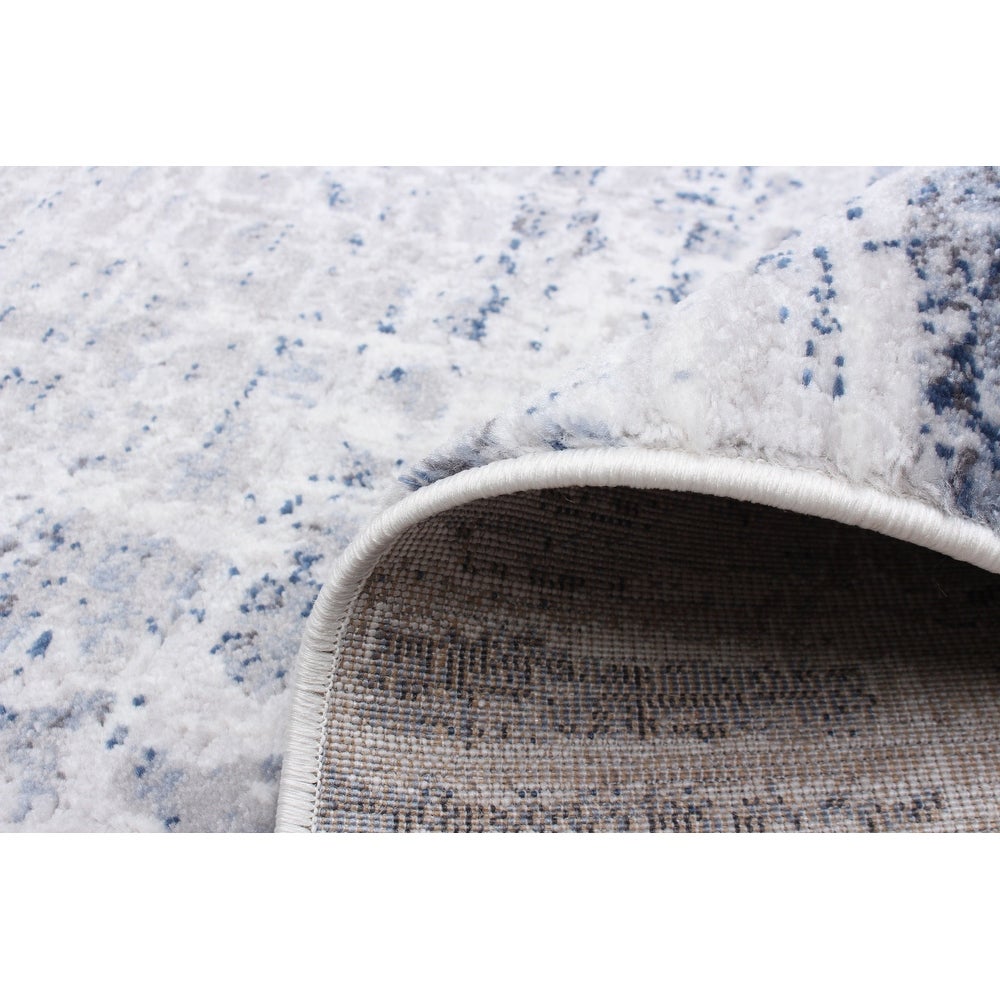 Grey/ Light Blue Abstract Casual Soft Rug