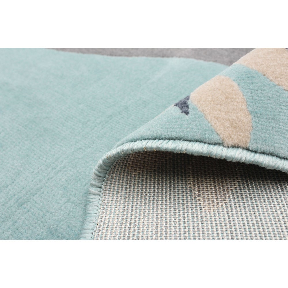 Aqua Animal Monkey Kids Transitional Soft Rug