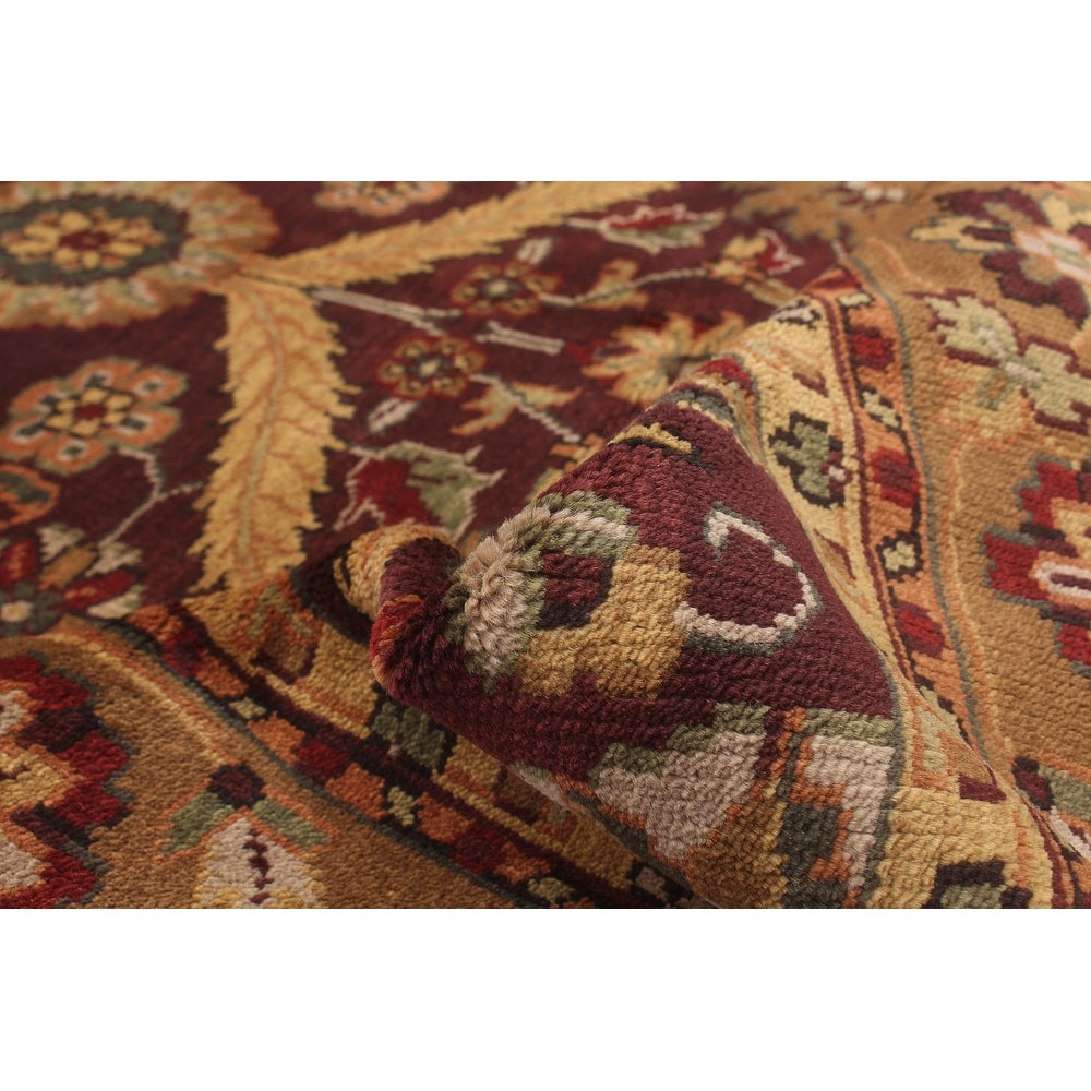 Hand-knotted Royal Mahal Dark Burgundy Wool Soft Rug