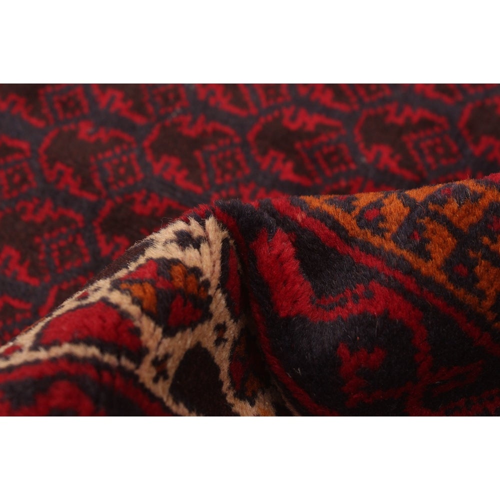 Hand-knotted Teimani Dark Red Wool Soft Rug