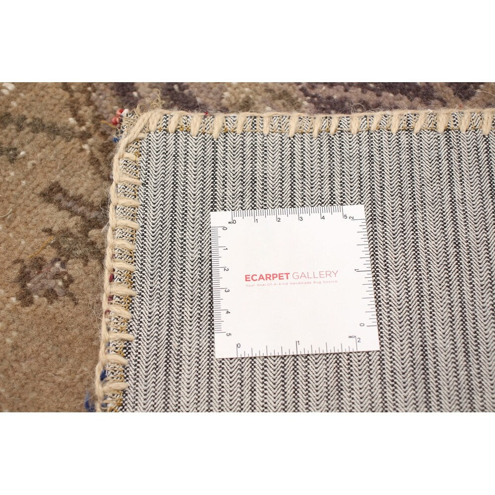 Hand-knotted Vintage Anatolia Patch Khaki Wool Soft Rug