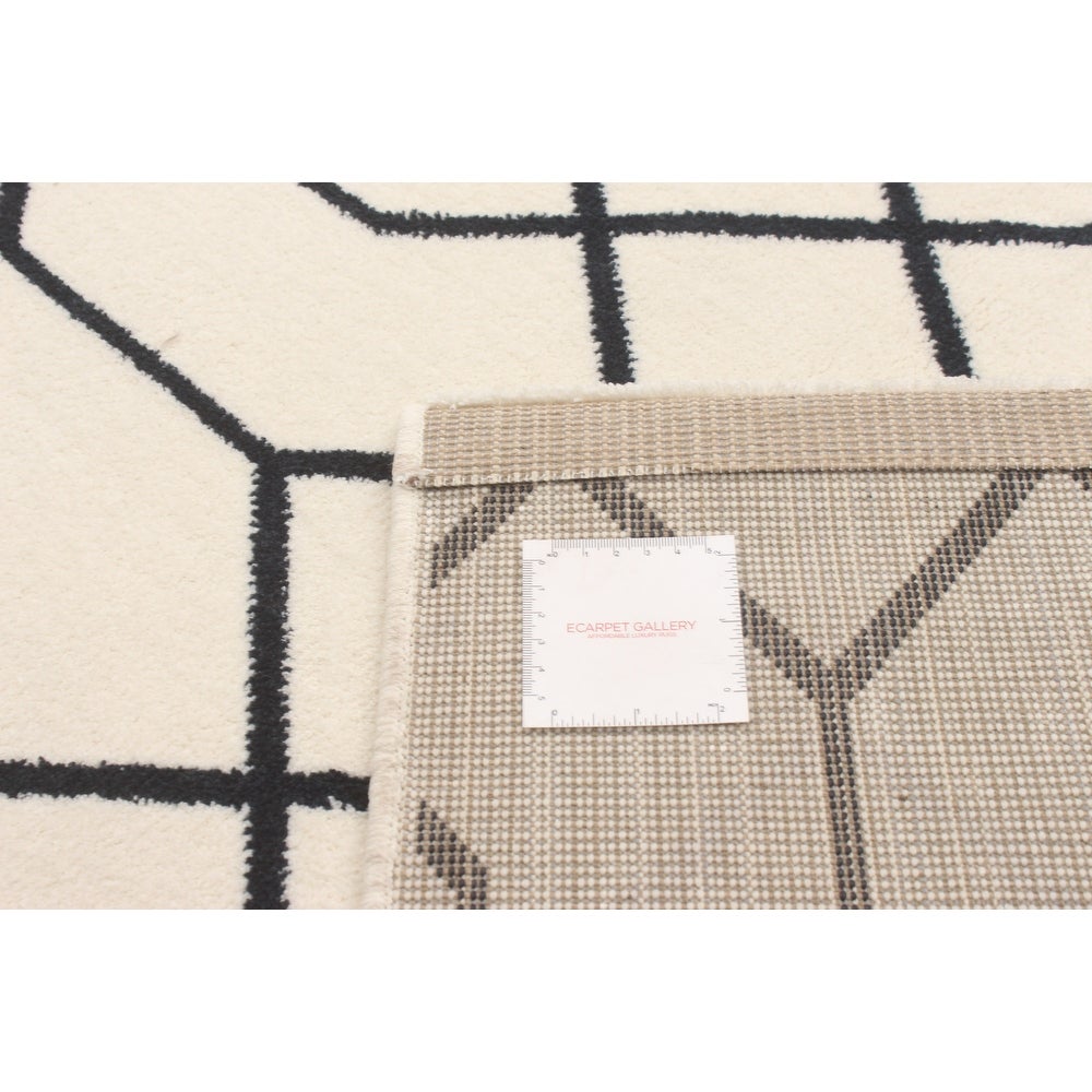 White Navy Trellis Modern Contemporary Soft Rug