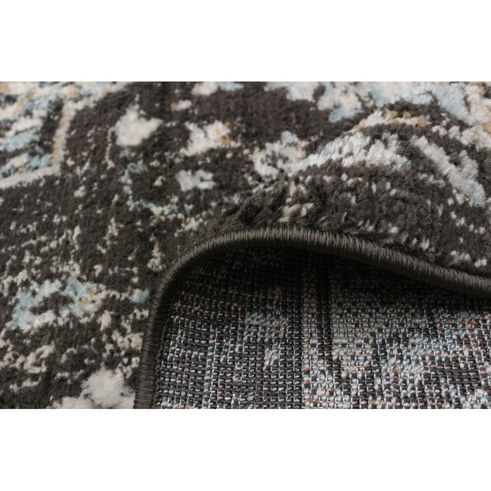 Grey Teal Traditional Soft Rug