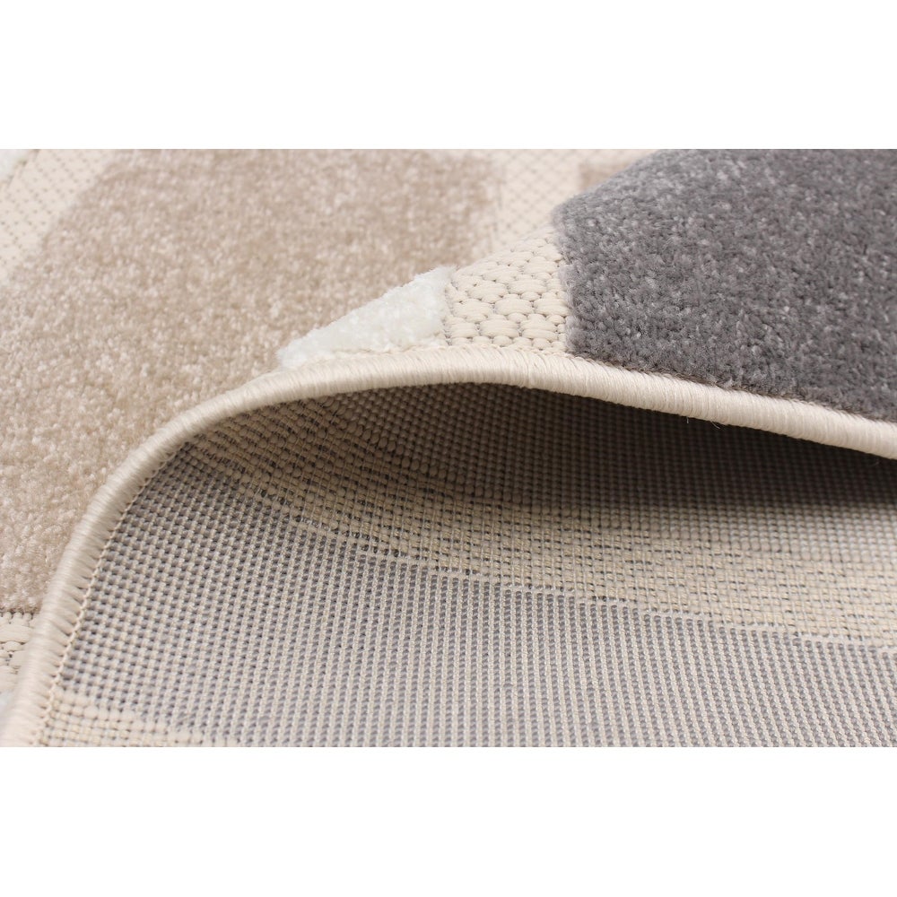 Ivory Blue Geometric Indoor/ Outdoor soft Rug