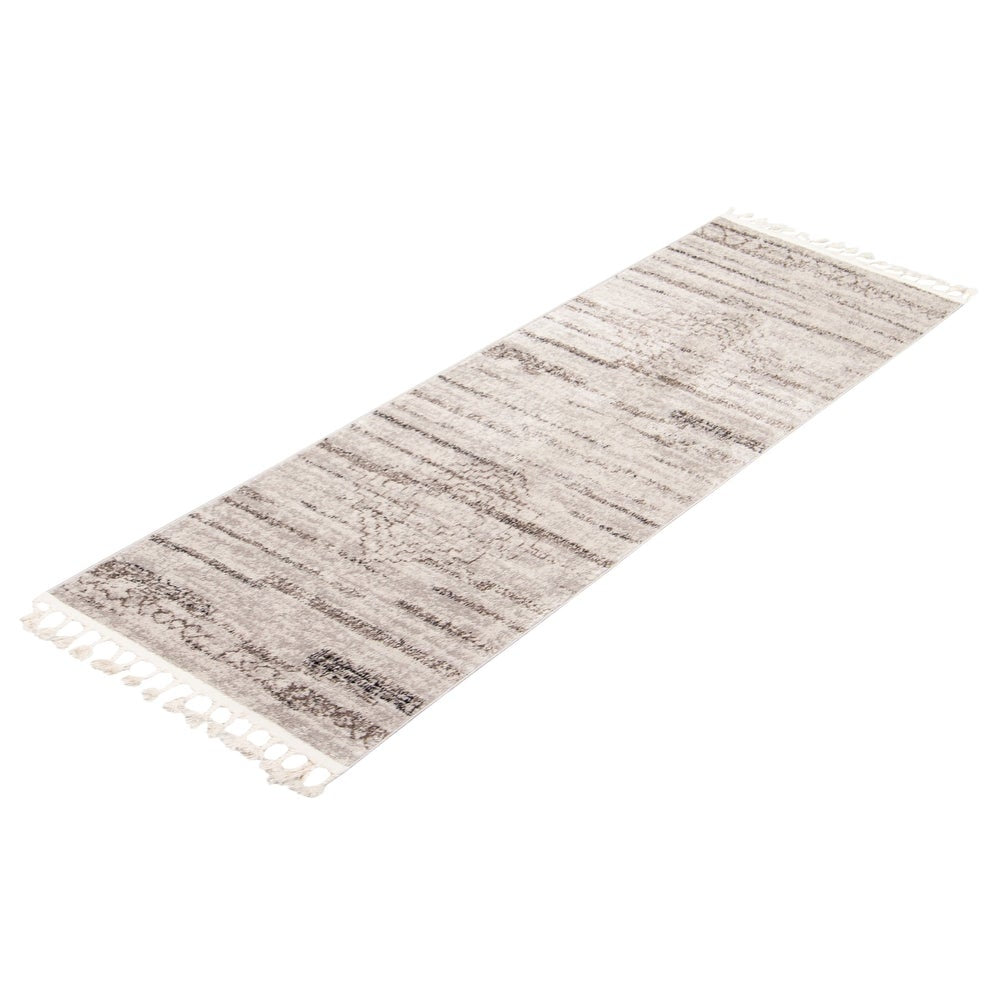 Aztec Bohemian & Eclectic Ivory Copper/ Grey Tassel Soft Rug