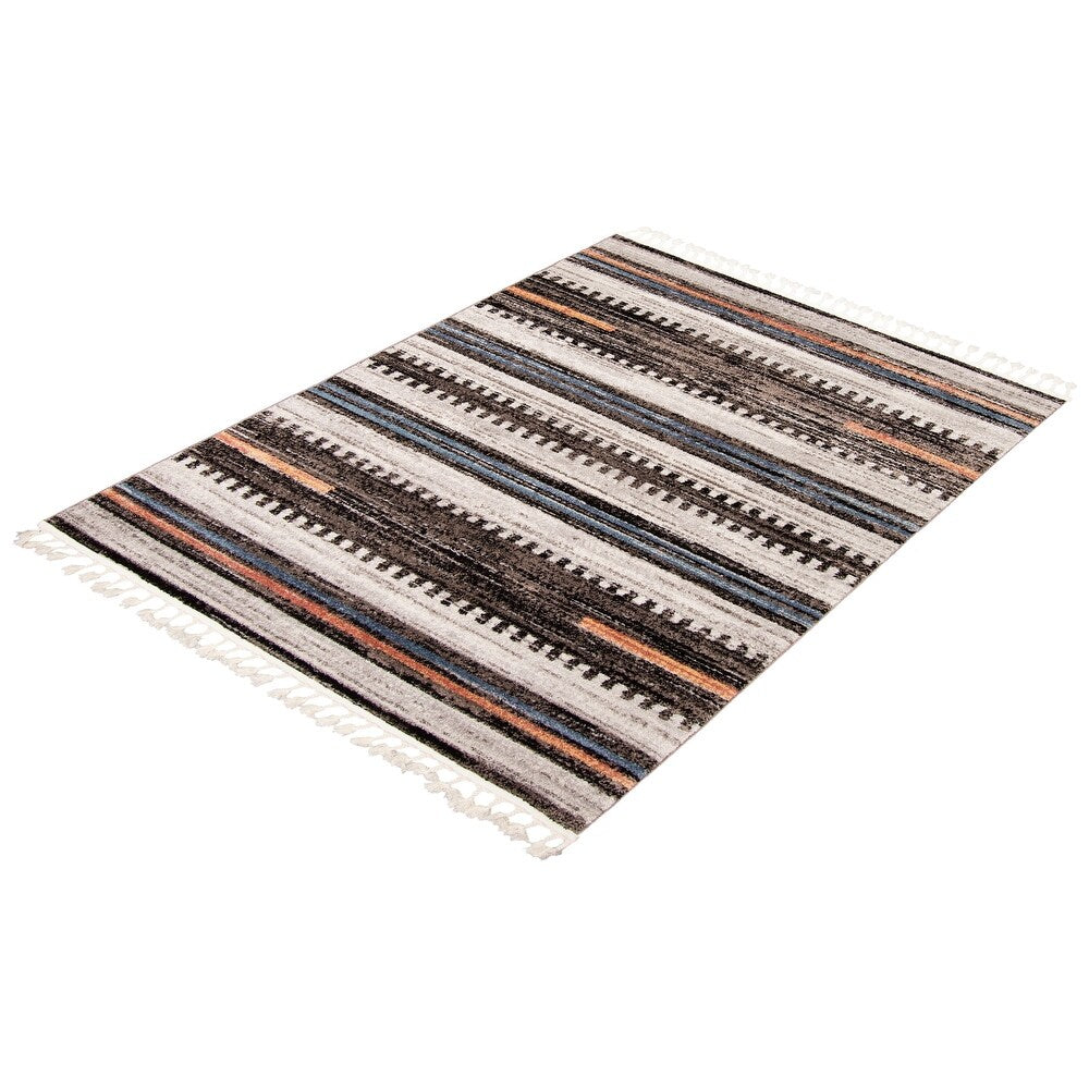 Linear Bohemian & Eclectic Soft Rug