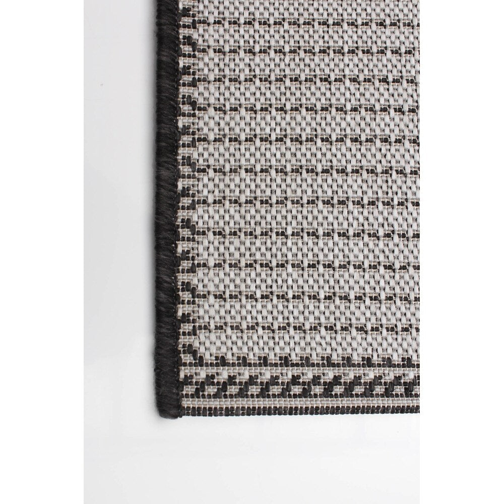Grey Bordered Indoor/ Outdoor Soft Rug