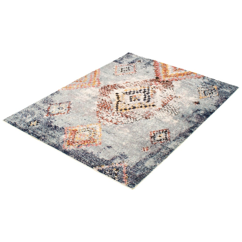 Navy Multi Mosaique Soft Rug