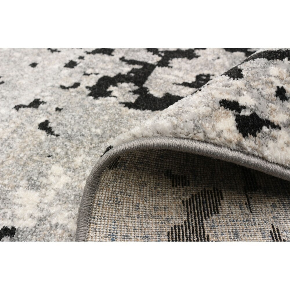 Ivory Black Casual Soft Rug