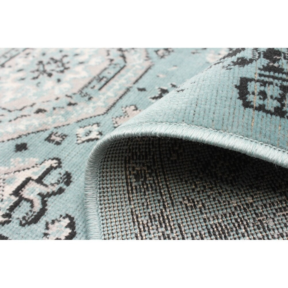 Angelina Floral Blue Soft Area Rug