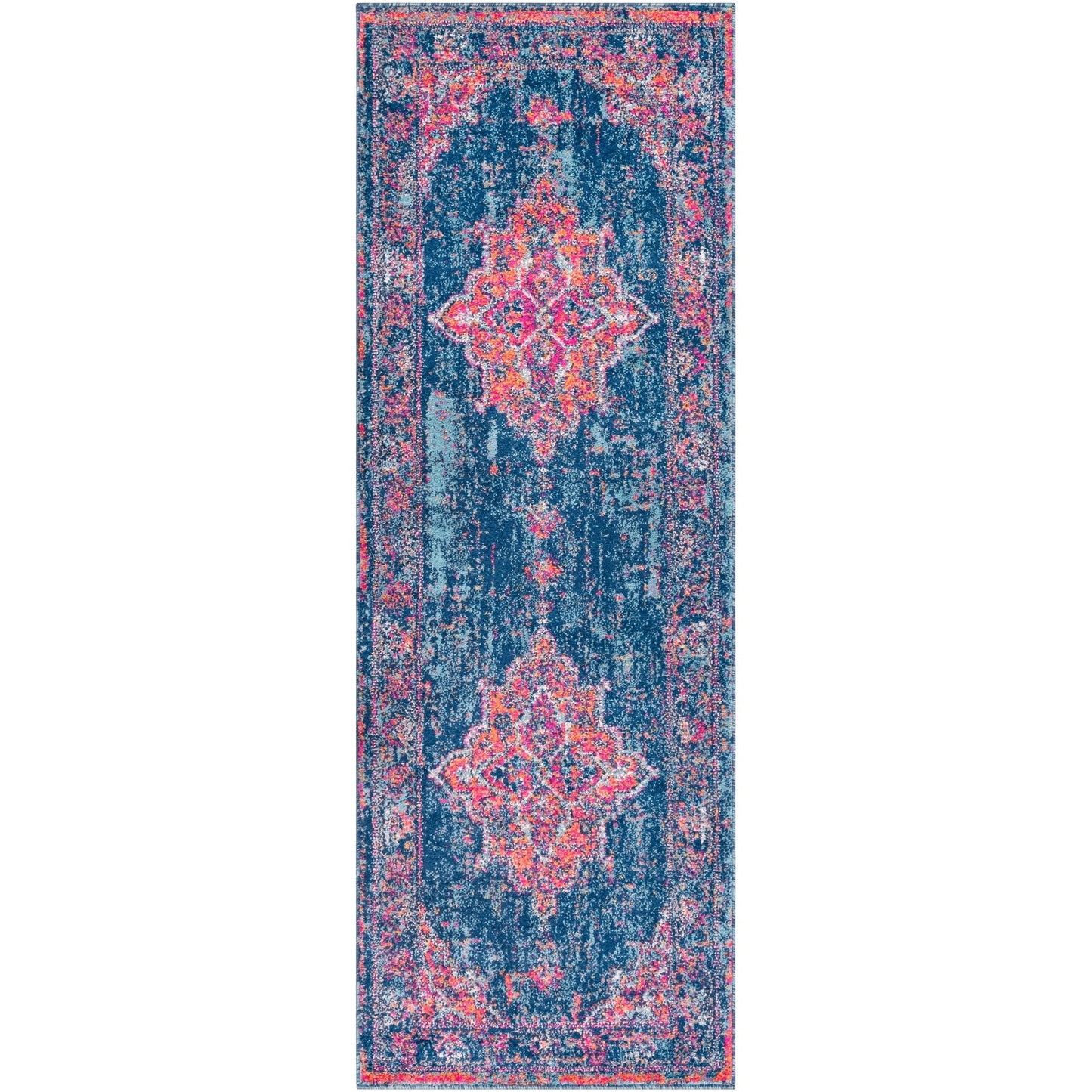 Distressed Vintage Pink Blue Area Rugs