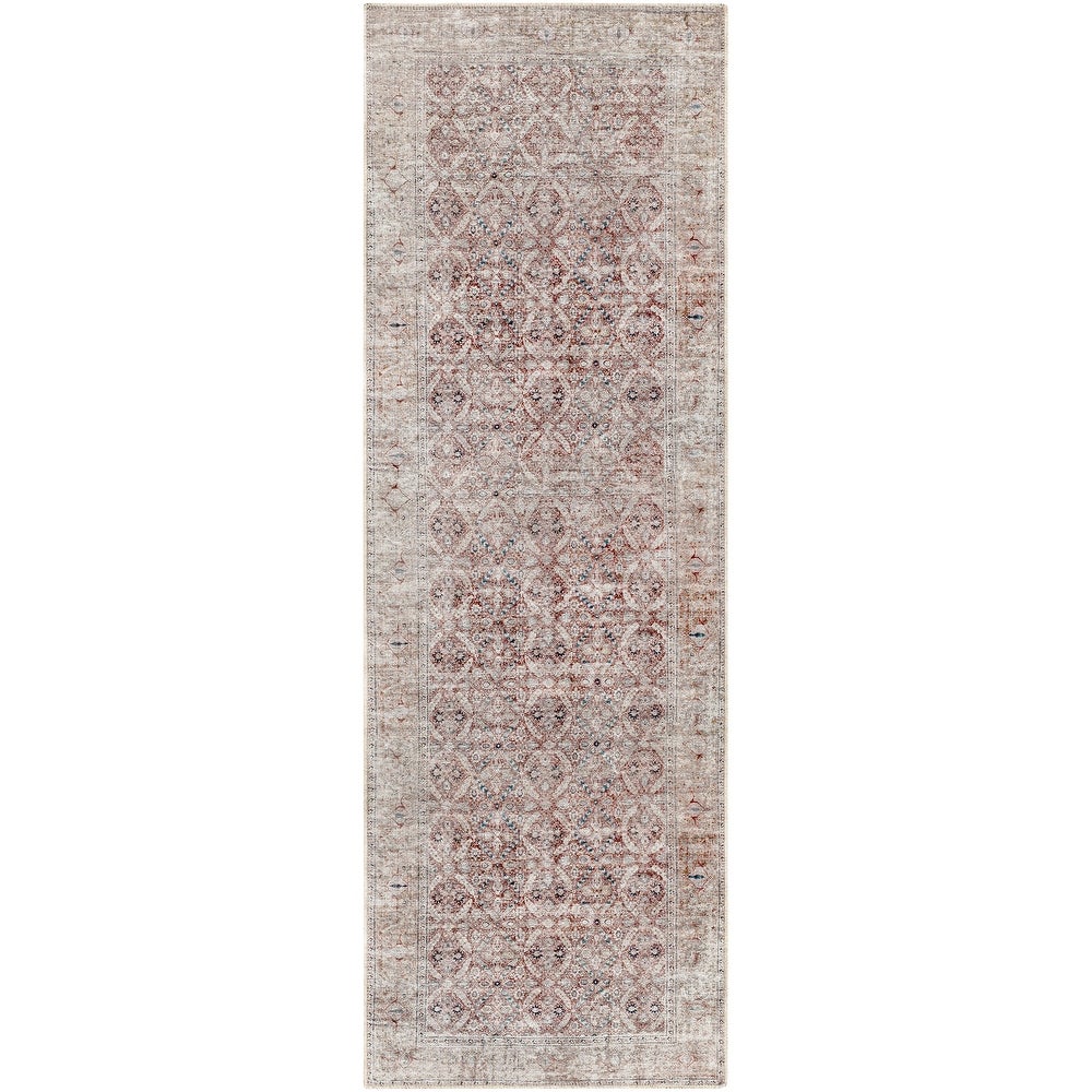 Traditional Floral Machine Washable Area Soft Rug