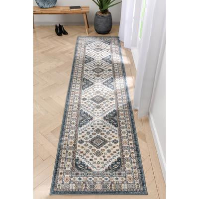 Aryn Vintage Tribal Medallion Floral Blue Rug