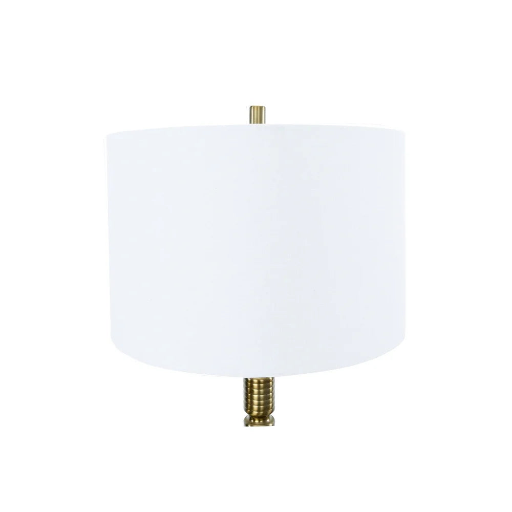 Faceted Metal Floor Lamp with Stacked Column Design - Grey