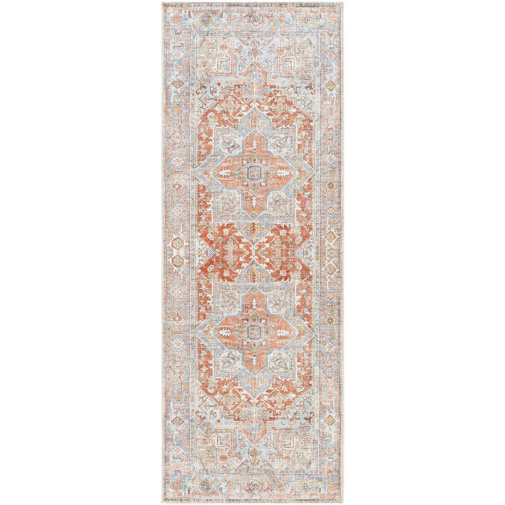 Traditional Medallion Machine Washable Area Soft Rug