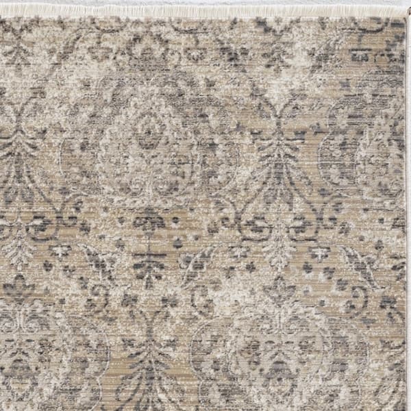 Renza Distressed Ivory Trellis Soft Area Rug