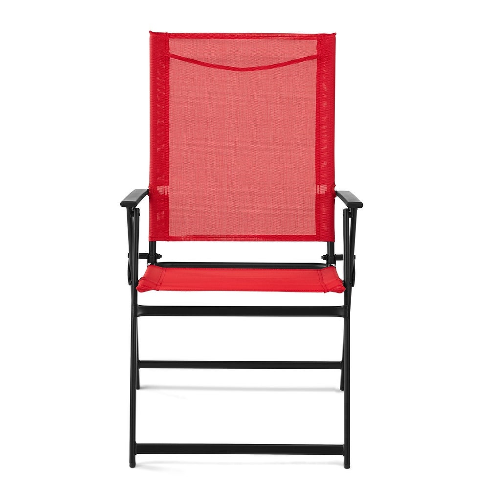 Greyson Square Set of 2 Outdoor Patio Steel Sling Folding Chair, Beige