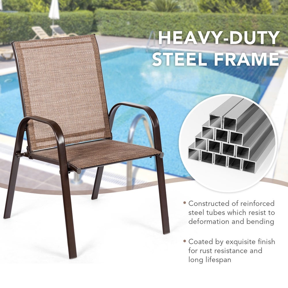 Gymax Set of 2 Patio Chairs Dining Chairs w/ Steel Frame Yard Outdoor - See Details