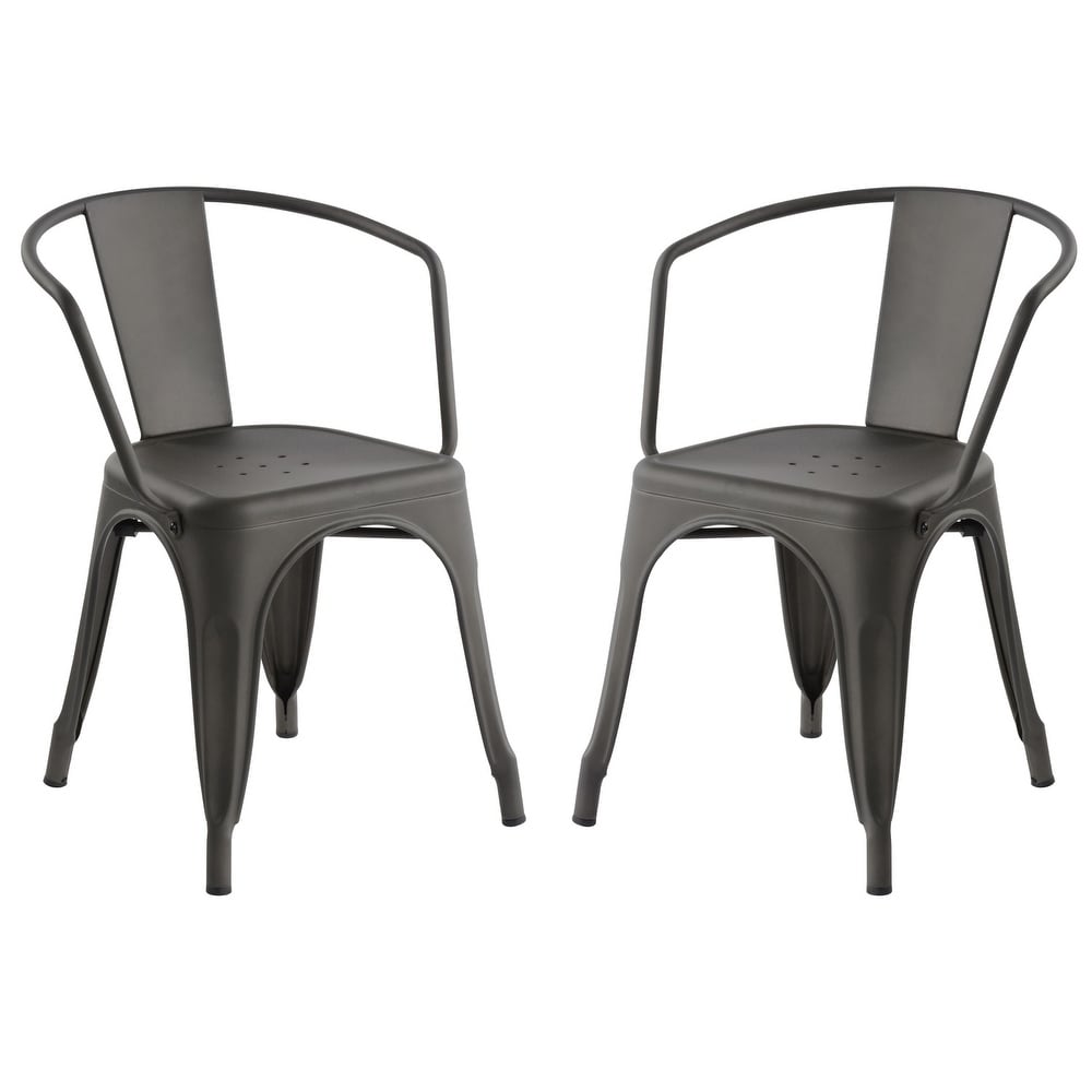 HOMY CASA Industrial Stackable Water Resistance Metal Dining Chair