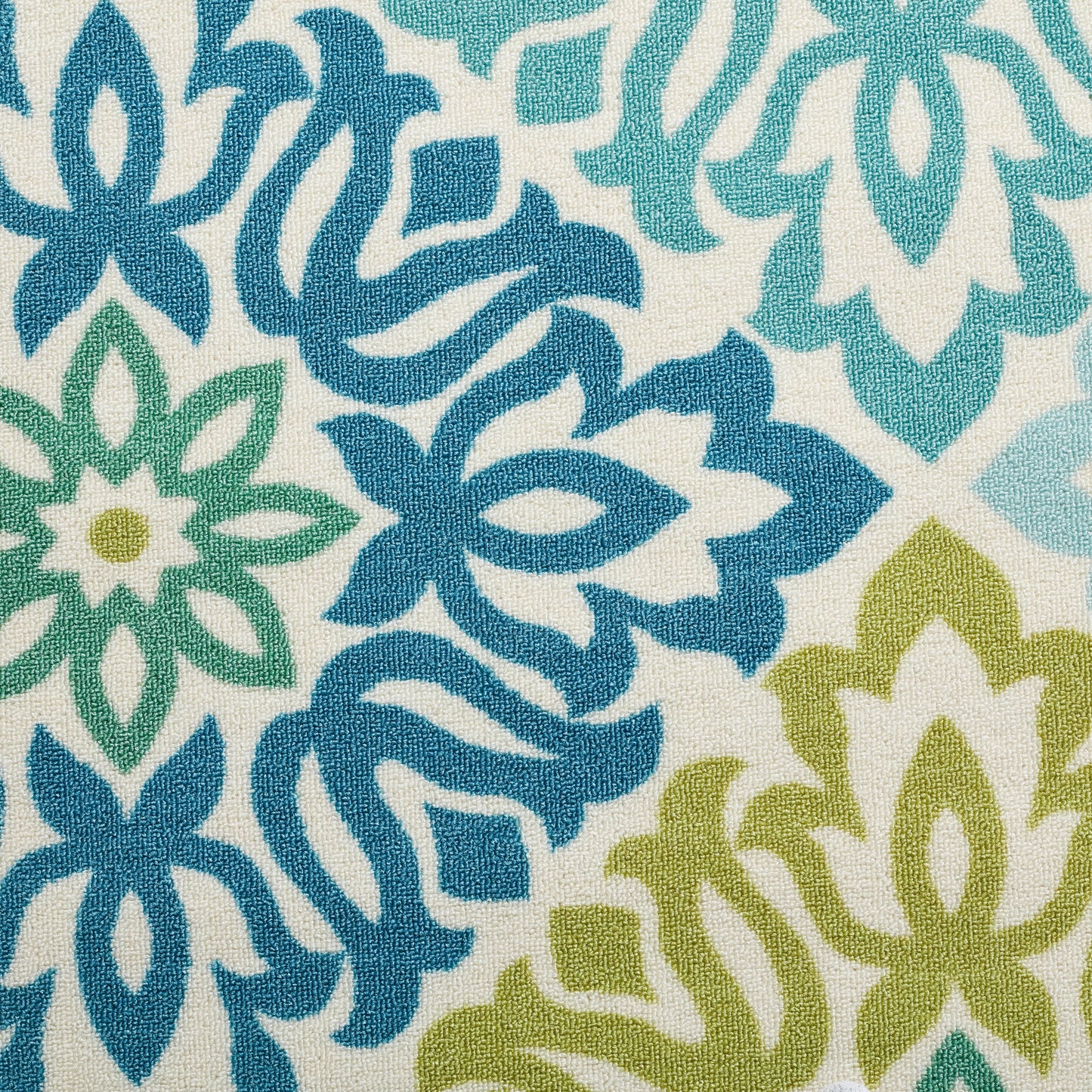 Transitional floral medallion Blue/Green Indoor/ Outdoor Area Rugs