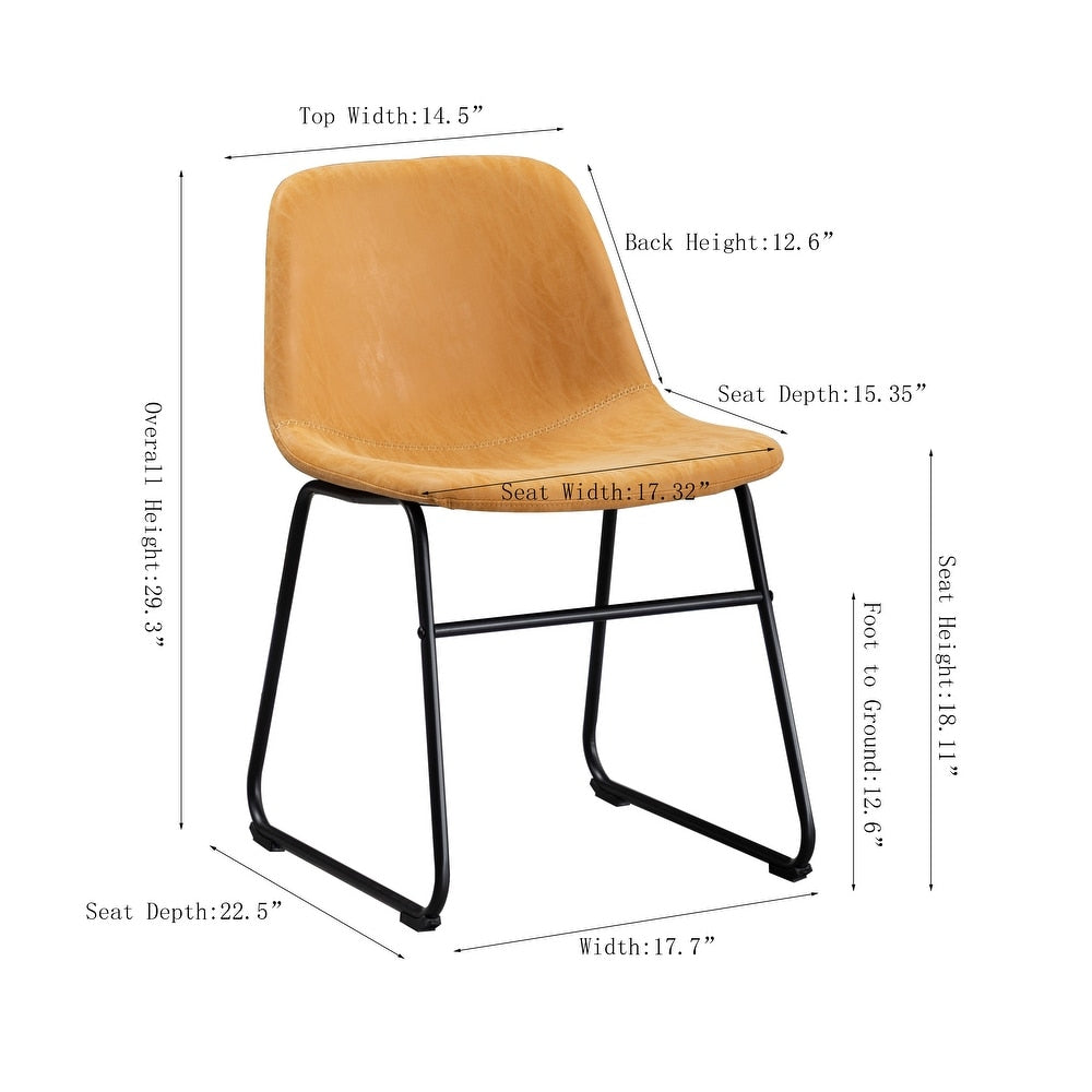 Home Beyond Set of 2 Pcs Synthetic Leather Upholstered Dining Chairs Armlesss with Metal Frame - Water Resistant