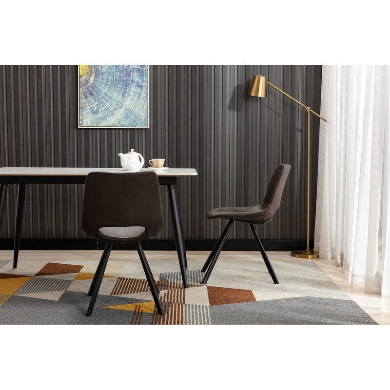 Home Beyond Synthetic Leather Dining Chairs Set of 2 PC Black - 20'' H x 14.5'' W x 20'' D - 20'' H x 14.5'' W x 20'' D