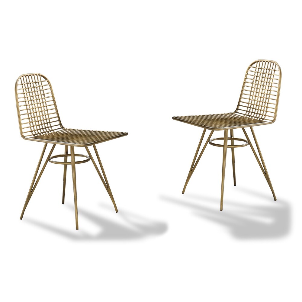 Homestyles Panama Brown Metal Chair Pair - 19" x 24" x 33"