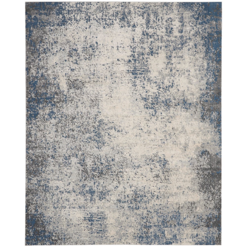 Jonathan Collection Ivory Grey Blue Abstract Soft Area Rug