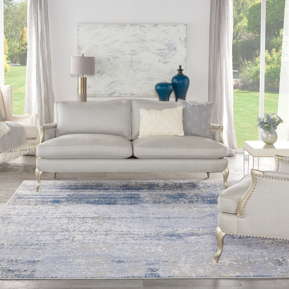 Grand Expressions Modern Abstract Navy Grey Soft Area Rug