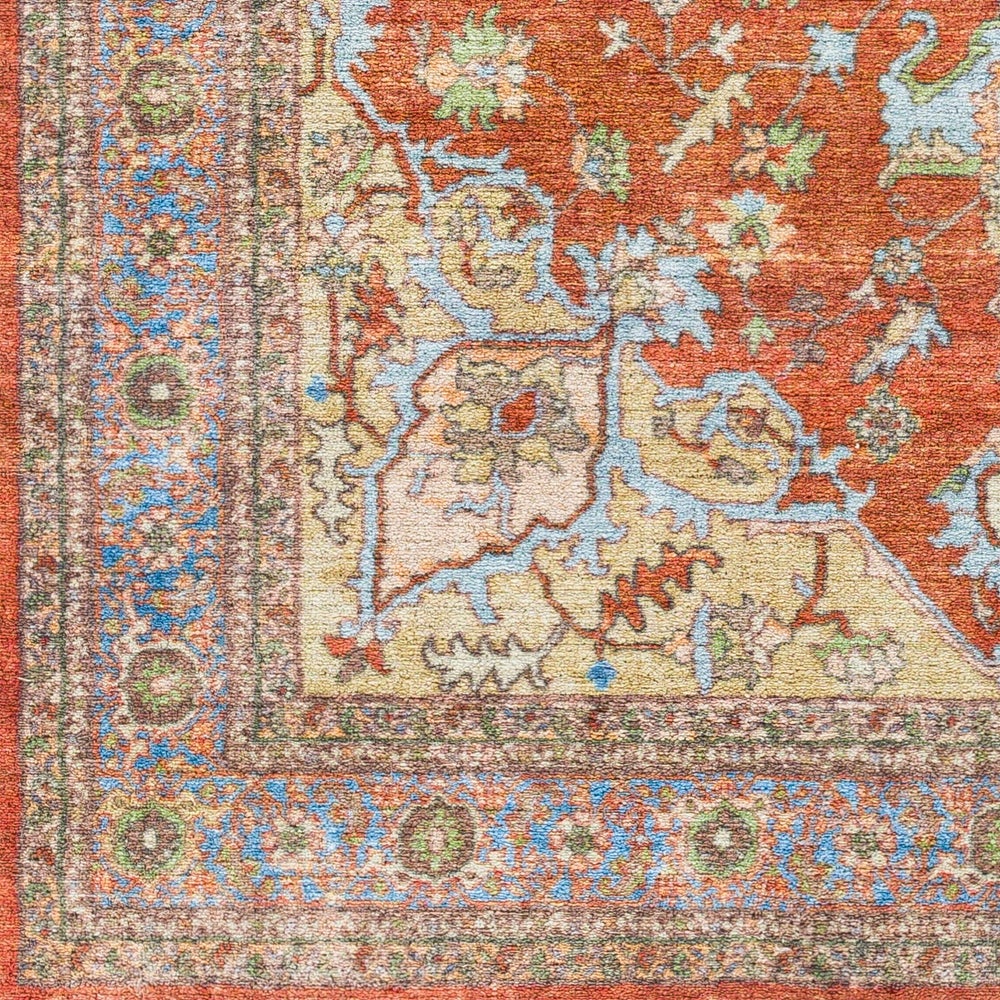 Burnt Orange Persian Machine Washable Area Soft Rug
