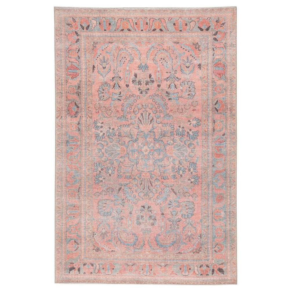 Cumper Light Blue and Pink Medallion Soft Area Rug