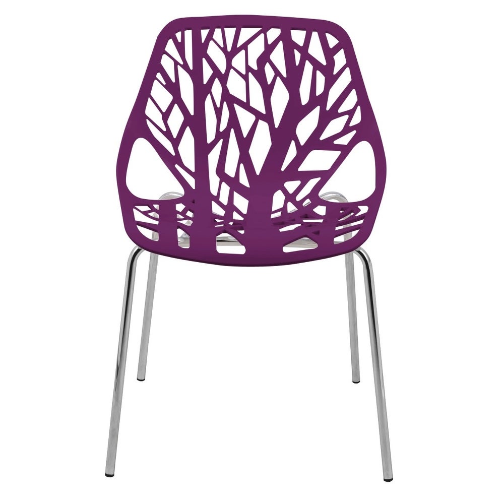 LeisureMod Asbury Modern Open Back Plastic Dining Side Chair Set of 2